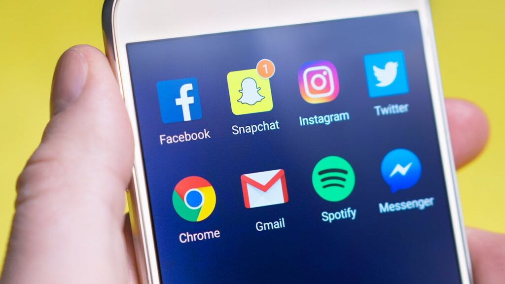 Social media apps on smartphone