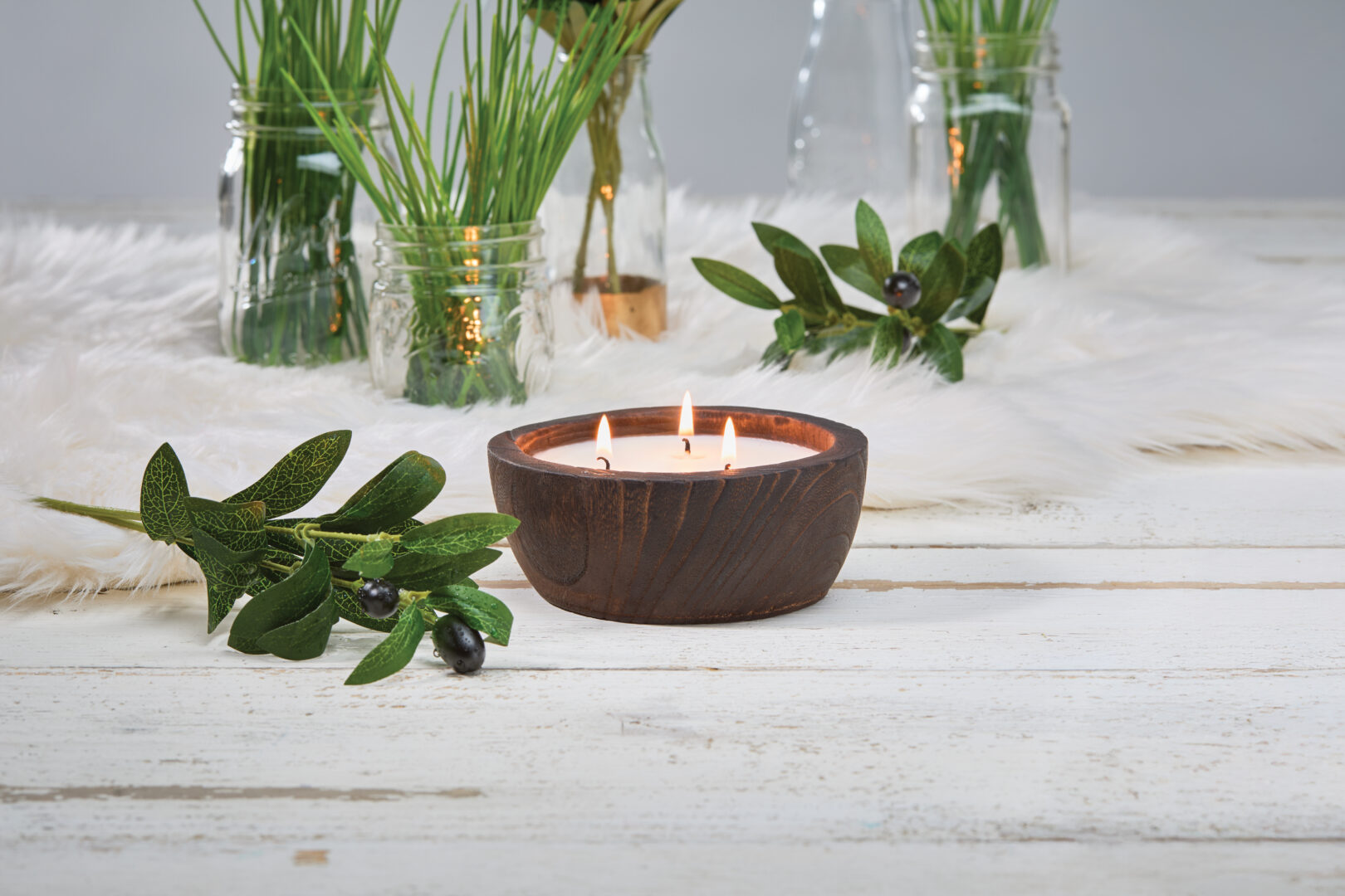 26808 3-Wick Dough Bowl Candle