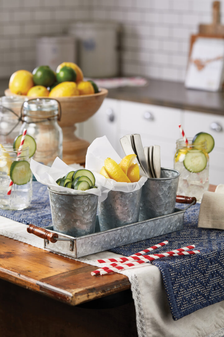 Galvanized Metal Condiment Tray Set